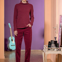 Lange broek in fluweel, wijnrood, Naturalmente
