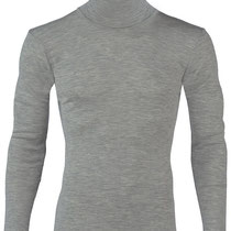 Rolkraagtrui in 70% merinowol (bio) en 30% zijde fijne rib, lichtgrijs melange, Engel, beschikbaar in de maten 46/48: 88,50 €; 50/52: 94,50 € en 54/56: 100,00 €