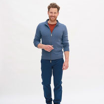 Gebreide vest Nigel, blauw gespikkeld, Living Crafts