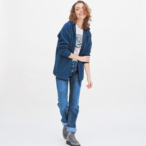 Katoenfleecevest Neyla, fjordblauw, Living Crafts