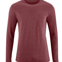T-shirt met lange mouwen Bruce in 100% bio-katoen tricot, donkerrood, Living Crafts, beschikbaar in de maten M, L en XL, prijs: 36,99 €