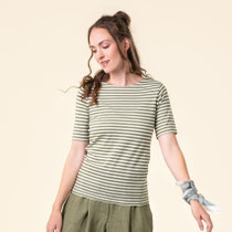 T-shirt Tanina, crème/saliegroen, Living Crafts