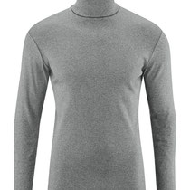 Rolkraagtrui Helge in 100% bio-katoen fijne rib, grijs melange, Living Crafts, beschikbaar in de maten M, L, XL en XXL, prijs: 39,99 €