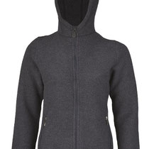 Fleecevest met kap in 100% merinowol (bio), jeansblauw melange, Engel, beschikbaar in de maten 42/44: 247,00 € en 46/48: 263,00 €