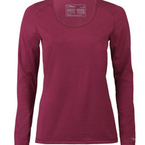 T-shirt met lange mouwen in 70% bio-merinowol en 28% zijde met 2% elastaan, donkerrood, Engel Sports, beschikbaar in de maten S, M, L: 99,90 € en XL: 104,90 €