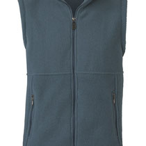 Fleecevest zonder mouwen in 100% merinowol (bio), Atlantisch blauw melange, Engel, beschikbaar in de maten 44: 177,60 €; 46/48: 180,50 €; 50/52: 192,50 € en 54/56: 205,20 €