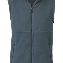 Fleecevest zonder mouwen in 100% merinowol (bio), Atlantisch blauw melange, Engel, beschikbaar in de maten 44: 177,60 €; 46/48: 180,50 €; 50/52: 192,50 € en 54/56: 205,20 €