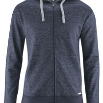 Vest met kap Gerrit in 65% linnen en 35% bio-katoen sweater, inktblauw, Living Crafts, beschikbaar in de maten S, M, L, XL en XXL, prijs: 79,99 €