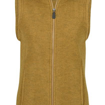 Fleecevest zonder mouwen in 100% merinowol (bio), safraangeel melange, Engel, beschikbaar in de maten 34/36: 152,05 €; 38/40: 160,20 €; 42/44: 163,55 € en 46/48: 165,95 €