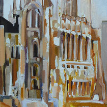 " Le Parlement de Budapest" Triptyque - 3eme toile de 30 x 120 cm