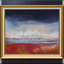 Les douze - 46 x 55 - Acrylique et huile sur toile  avec ce cadre - 760€