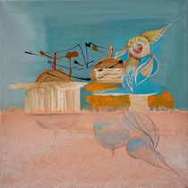 Poisson - 40 x 40 cm - Acrylique et huile sur chassis toilé - Sans cadre - 320€ 