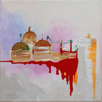 "Le début de la fin " 40 x 40 cm - Acrylique et huile sur chassis toilé - Sans cadre - 390€ 