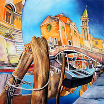 "Venise" 80 x 80 cms - Acrylique et huile sur toile - VENDU