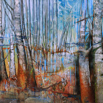 "Sous bois" 120 x 160 cms - Acrylique et huile sur toile - 3200€