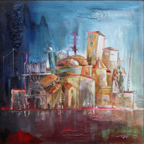 " Inondations " - 80 x 80 - Acrylique et huile sur toile - 2400€ 