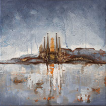 "Sagrada" - Huile acrylique et inclusions sur toile de 40 x 40cm - 420€