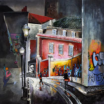 "Lisbonne" 100 x 100 cms Acrylique et huile sur toile - 2400€ VENDUE