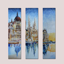 " Le Parlement de Budapest" Triptyque - 3 toiles de 30 x 120 cms - 2400€
