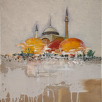 Hemisphere 1 - 38 x 46 cm - Acrylique et huile sur chassis toilé - 390€