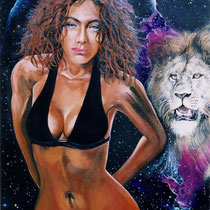 Les Signes du Zodiaque- Le Lion-Huile s/toile 60x50+encadrement