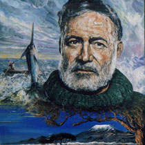 "Hemingway" Triptyque,1e partie huile s/toile