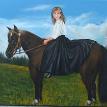 Cindy et son cheval - huile s.toile - 80x60