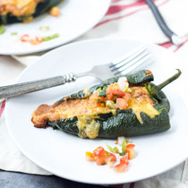bean and cheese stuffed roasted poblano peppers