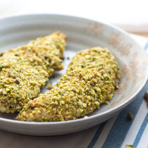 pistachio crusted chicken tenders with bbq honey mustard dipping sauce