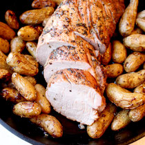 One-Skillet Pork Tenderloin with Roasted Baby Potatoes