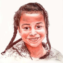 Portrait jeune fille, sanguine et sepia, 29.7x21 cm, réalisé par Natpalette
