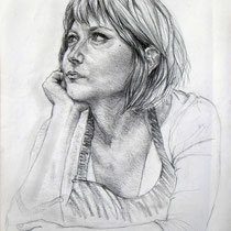Portrait de Mathilde, fusain, 65x50 cm, réalisé par Natpalette