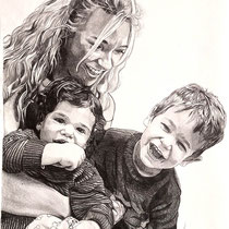 Chère famille, crayons graphites, 42x29.7 cm, réalisé par Natacha Zenatti
