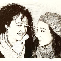 Mère et fille, crayons graphites, 24x32 cm, réalisé par Natpalette