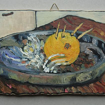 N 164 Blechteller mit Essensresten (15x29)