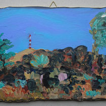 N 61 Hügel mit Büschen & Olivenbaum (18x29)