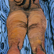 Irene und blauer Holzboden,   Öl auf Leinwand,  100x40cm,  2006