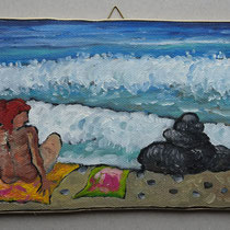 N 303 Rothaarige am Strand (16x28)