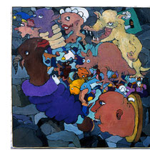 Störenfriede V,  Öl auf Leinwand auf Sperrholz,  35x35cm,  2006