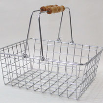 バスケット199　角ステンレス　ウッドダブルハンド　280×230×110Ｈ　￥500
