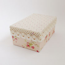BOX236　布貼り角トリプルフラワーレース付き　L 　240×160×105H 　￥900　＊オリジナルです＊
