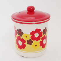 キャニスター129　ヴィンテージ赤花柄　Ｌ　155Ｈ　￥1,500
