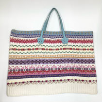 レッスンバッグ114　ニット編み込み水色ハンド　440×425H  ¥1,200　＊オリジナルです＊