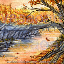 "Falling leaves" - A landscape Commission. (Watercolor in Aceo format, 2018)