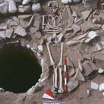 Scheletro nella zona del Battistero [dal sito web dell’area di archeologia del Dipartimento di Scienze Umane dell’Università di Foggia; www.archeologia.unifg.it]