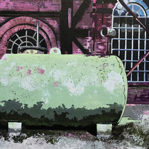 Grüner Tank 30x45 cm Acrylfarbe auf Spezialpapier 2021