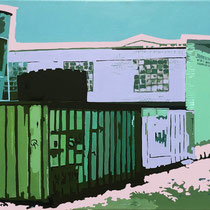 Alte Lagerhallen 40x80cm Ölfarbe auf Leinwand 2023