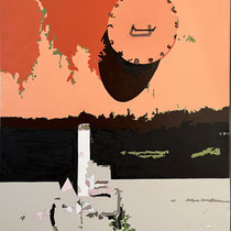 Metall-Landschaft 90x70cm Ölfarbe auf Leinwand 2024