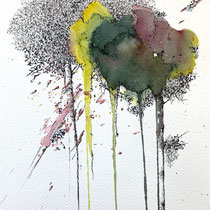 Only five minutes IV | 2023 | Tusche / Aquarellfarbe auf Papier | 40 x 30 cm