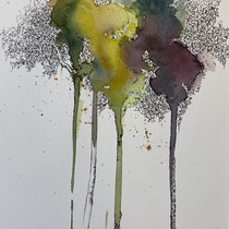 Schlei vier Bäume | 2023 | Tusche / Aquarellfarbe auf Papier | 40 x 30 cm